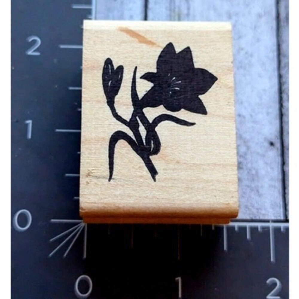 Endless Creations Flower Silhouette C33 Rubber Stamp Wood #H29